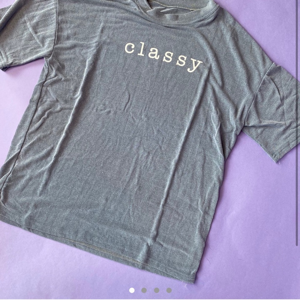 cute bluish gray graphic tee 🤍